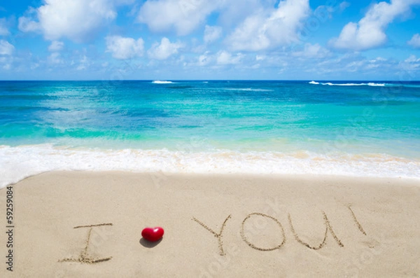 Obraz Sign "I love you" on the sandy beach