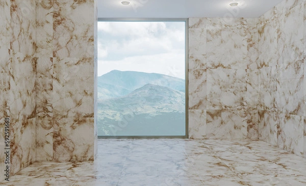 Fototapeta Modern bathroom including bath and sink. 3D rendering.
