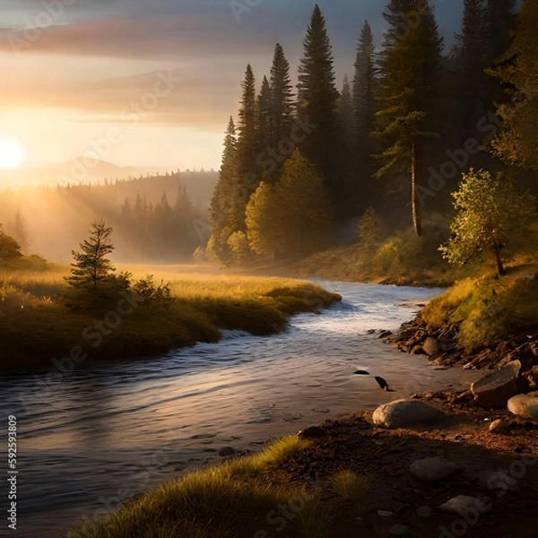 Fototapeta The sunset, generative ai