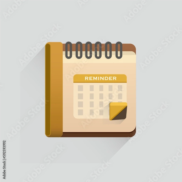 Obraz Calendar icon on grey background. Reminder. Flat design. Creative logotype concept element. Vector illustration.