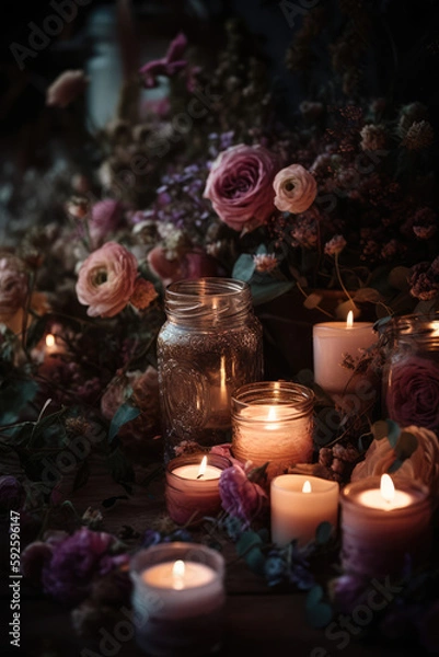 Obraz Scented Candles and Flower Surroundings