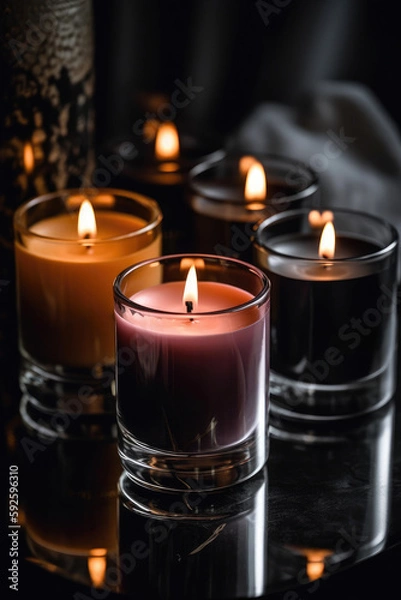 Obraz Mockup of Candles in a Dark Room