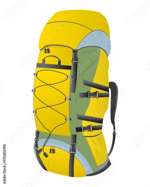 Obraz Large hiking backpack. Adventure traveler backpacker.