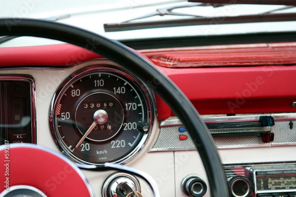 Fototapeta tableau de bord d'une ancienne voiture