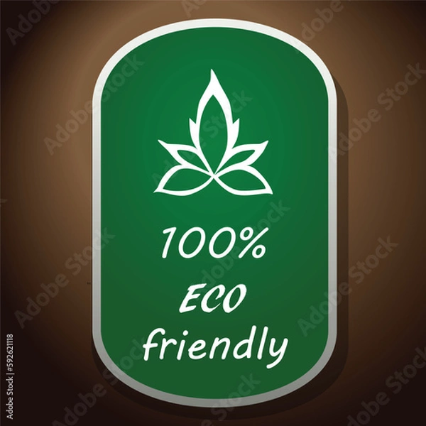 Fototapeta Eco-friendly vector icon on a green background, sticker design of a healthy natural product.