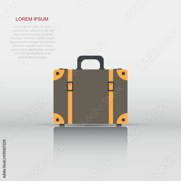 Obraz Vector suitcase icon in flat style. Case for tourism, journey, trip sign illustration pictogram. Suitcase business concept.
