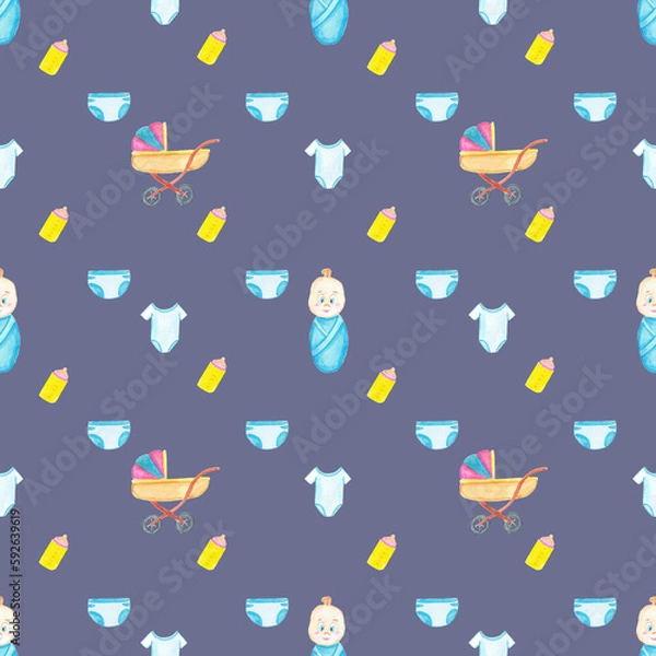 Obraz Watercolour pattern, boys' print