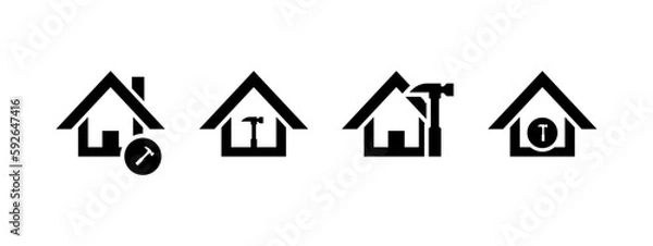 Obraz home repair icon vector illustration. home with hammer icon concept.
