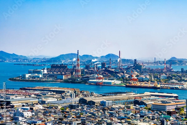 Obraz 高塔山からの見る北九州の工場地帯