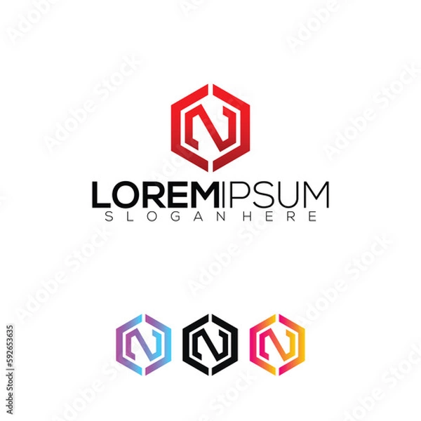 Fototapeta initial letter N modern design colorful template illustration