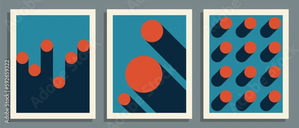 Obraz Abstract posters set. Geometric cover, background template. Vector illustration.

