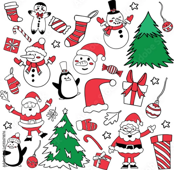 Obraz christmas seamless pattern with snowman