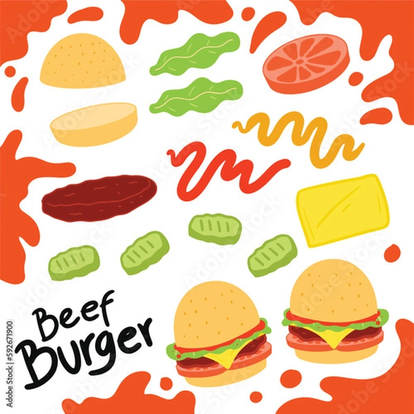 Obraz beef burger element for infographic or poster