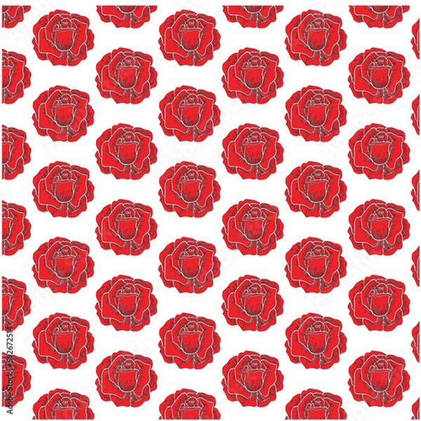 Fototapeta Rose illustration pattern and  vector image RGB, background.