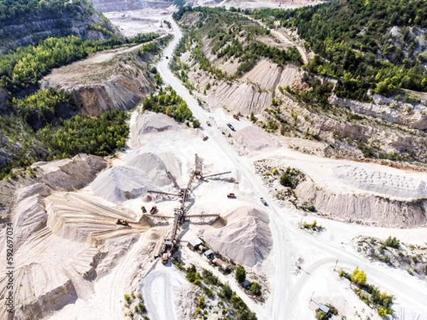 Obraz Open cast limestone quarry from above.