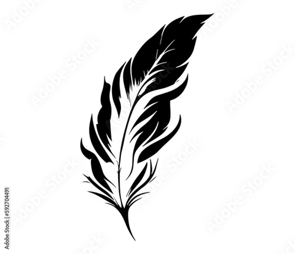Obraz Fluffy Feather Silhouette, bird feathers simple style vector image.