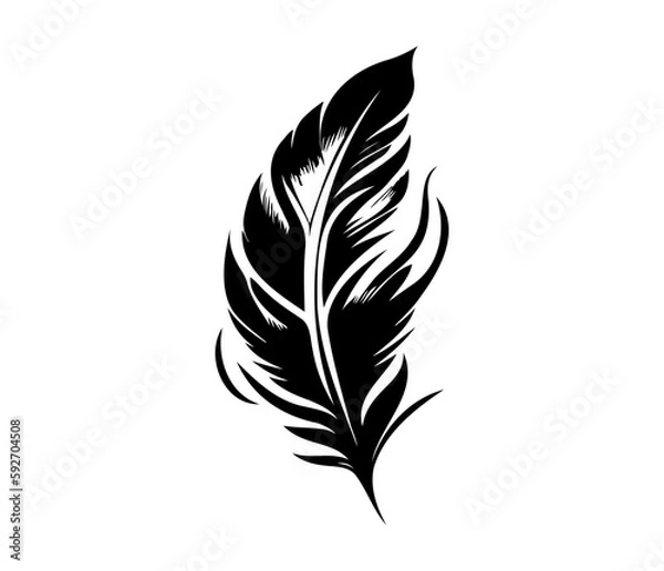 Obraz Fluffy Feather Silhouette, bird feathers simple style vector image.