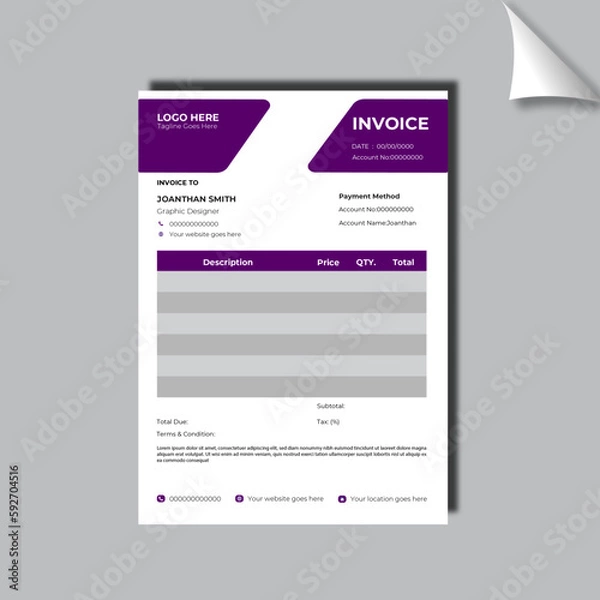 Obraz invoice site design template