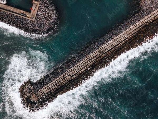 Fototapeta Drone view of Povoacao on Sao Miguel, the Azores