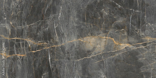 Fototapeta marble texture background with golden veins on surface. dark grey marble stone granite slab design. Thassos polished quartzite. Emperador marble slab granite, Ceramic slab, wall, kitchen design.
