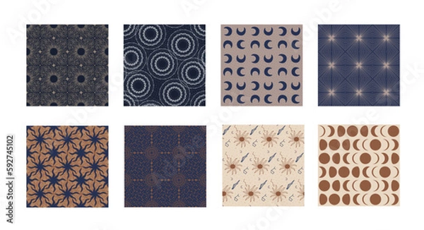 Obraz Seamless star celestial magic moon set pattern 