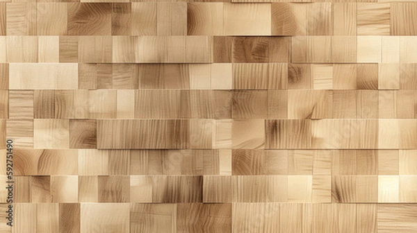 Fototapeta detailed maple wood squared texture for wall textures with details tile format repetitive pattern - generative ai