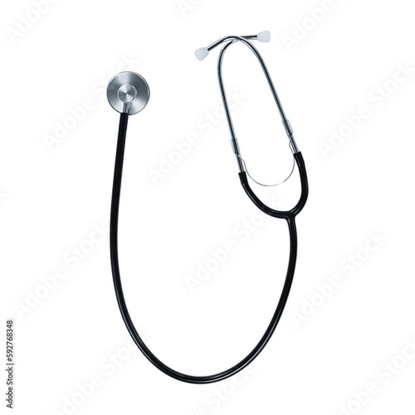 Fototapeta Black stethoscope isolated on transparent background. Stock photo