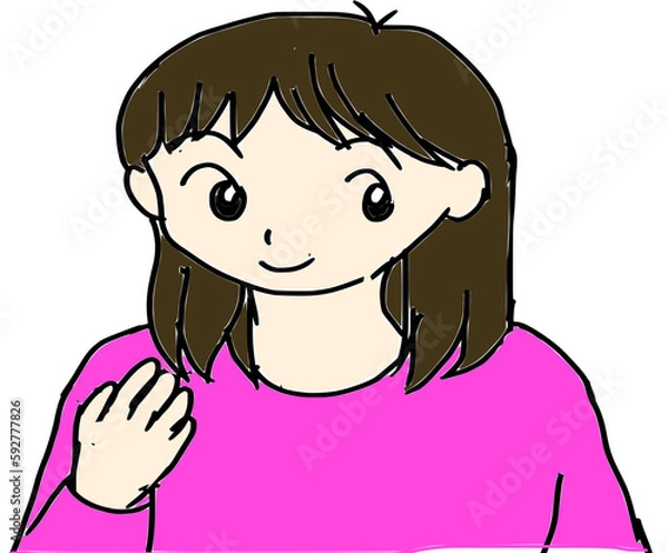 Obraz ピンクの服を着た女性のバストショット