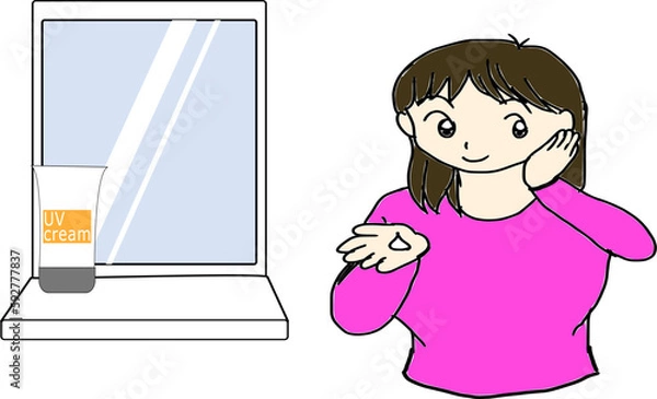 Obraz 日焼け止めを塗る女性