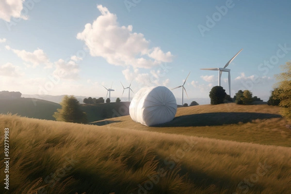 Fototapeta AI generated, Windräder in Landschaft