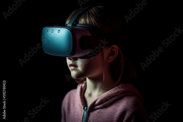Fototapeta AI generated, Kind mit VR Brille