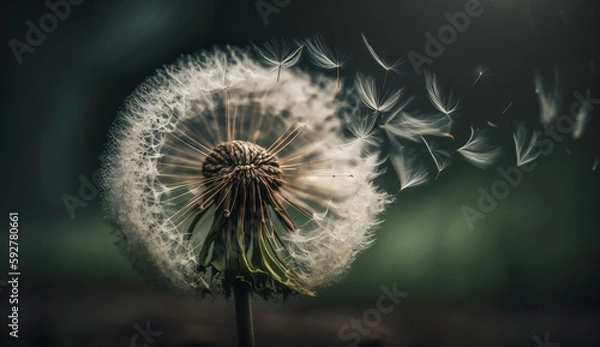 Fototapeta AI generated, Pusteblume im Wind