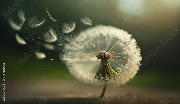 Fototapeta AI generated, Pusteblume im Wind