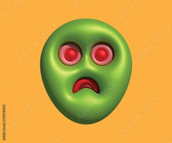 Obraz 3D Alien Face Green Angry