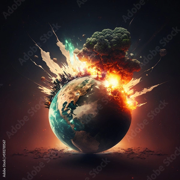 Fototapeta AI generated, Welt explodiert