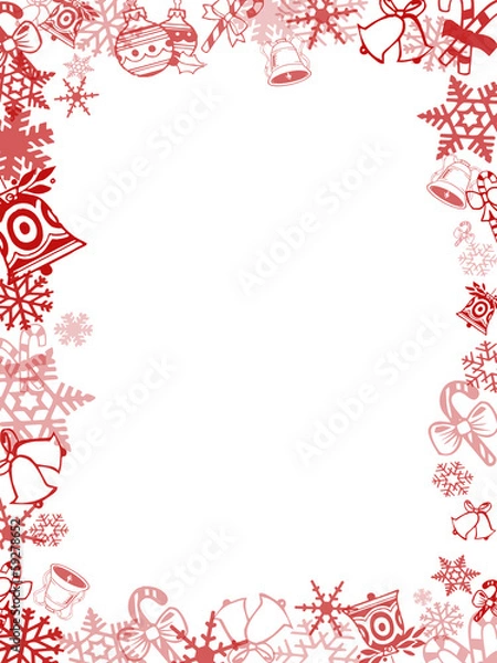 Fototapeta Red Christmas card frame and background
