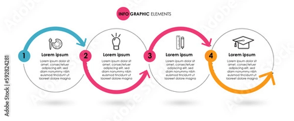 Obraz  Vector infographic dotted circle design with 4 options or steps. infographics for business. Business layout template with options for brochure, diagram, workflow, timeline, web design, icons