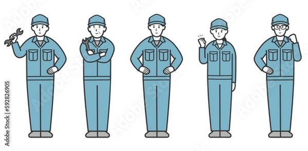 Obraz 作業員の全身イラストセット