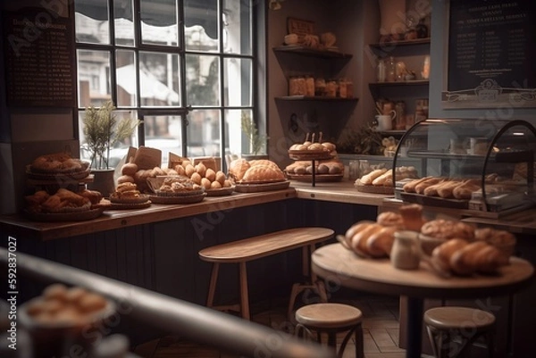 Fototapeta Stunning and Vibrant Illustration of Bakery created by Generative AI