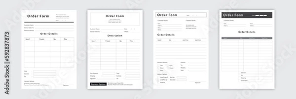 Fototapeta Editable order purchase form template customer corporate business invoice bill design template.