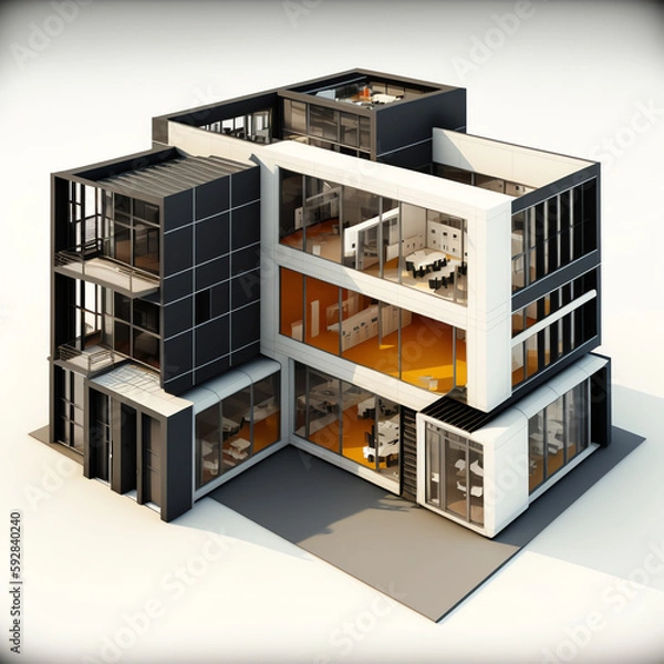 Fototapeta Revolutionizing Commercial Spaces and Offices with Innovative Modular Constructions: The Flexibility and Efficiency of a 21st Century Solution AI Generative