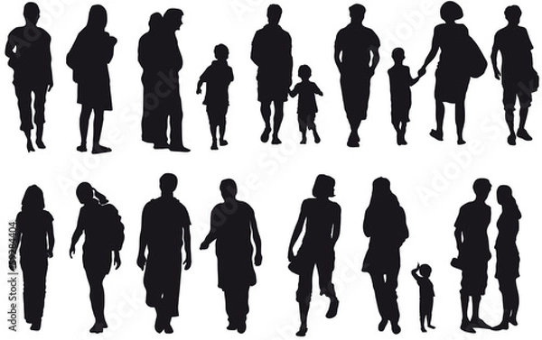 Obraz Silhouette - Gruppe von Menschen in der Stadt, Freizeit, Beschäftigung und Aktivität, in Bewegung sein, Abstand halten