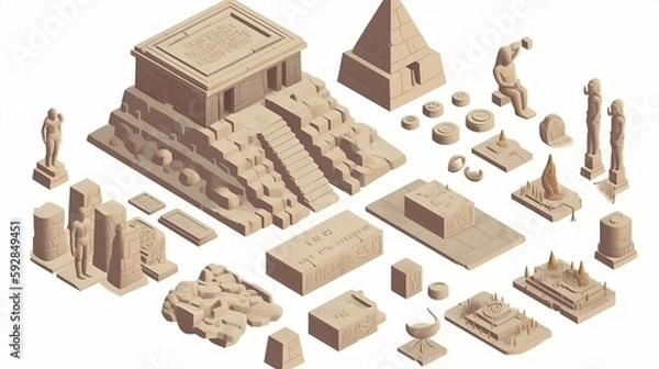 Fototapeta isometric stone temple
