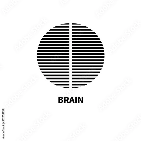 Fototapeta Brain minimal logo, brain hemispheres
