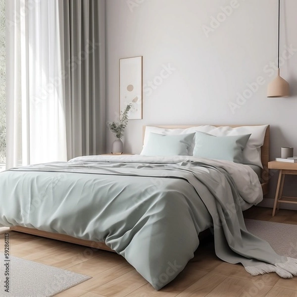 Obraz modern bedroom, 3D render, 4K