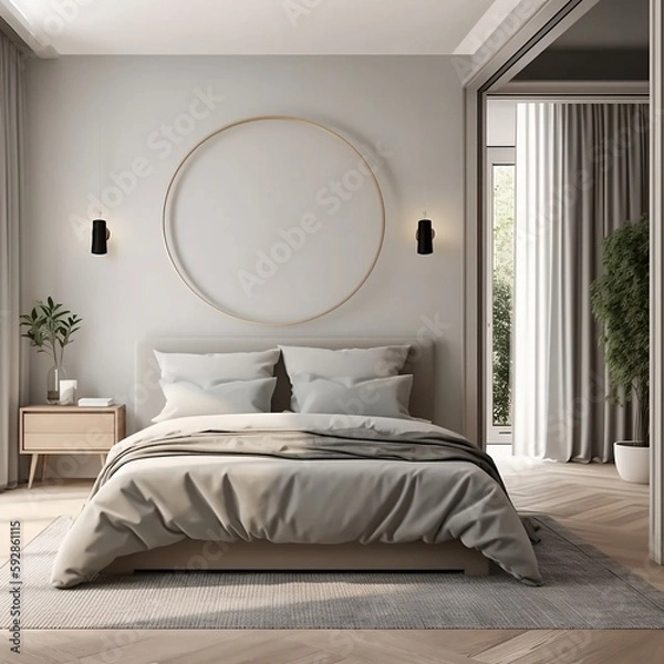 Obraz modern bedroom, 3D render, 4K
