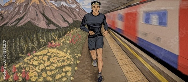 Fototapeta illustration of a running man