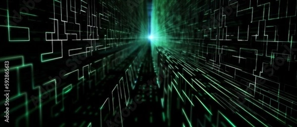 Fototapeta Matrix abstract background, green abstract background. Generative AI