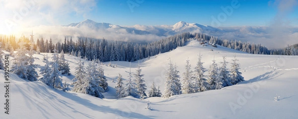 Obraz Panorama gór zimą