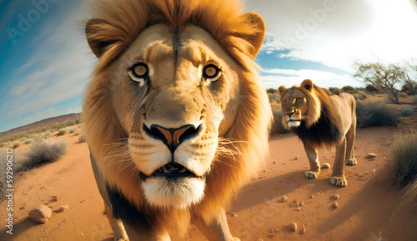 Obraz Credible_lions_in_nature_gopro_highly_delailed_fur_professional